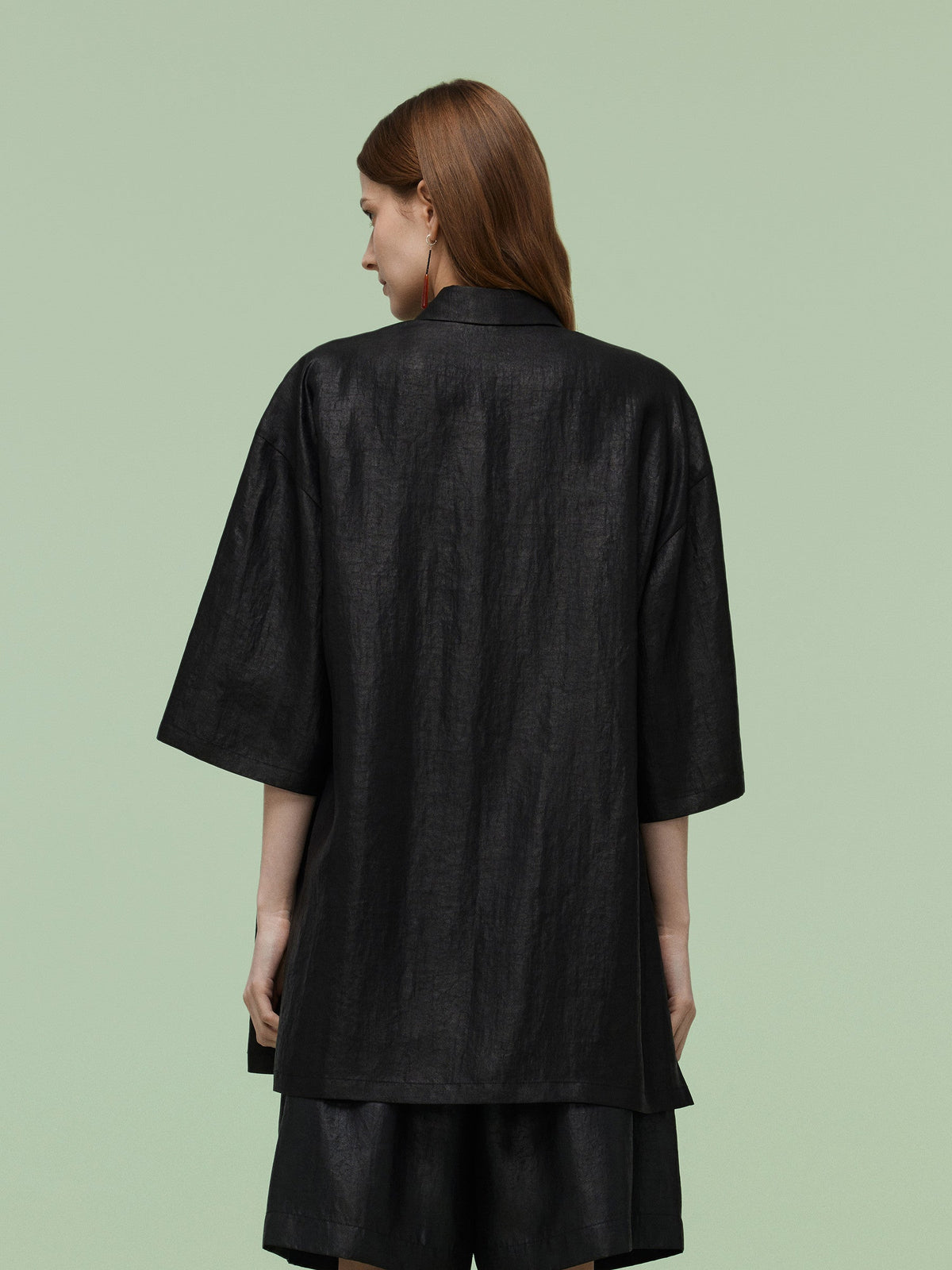 16MM Xiang Yun Silk Unisex 3/4 Sleeves Oversized Shirt