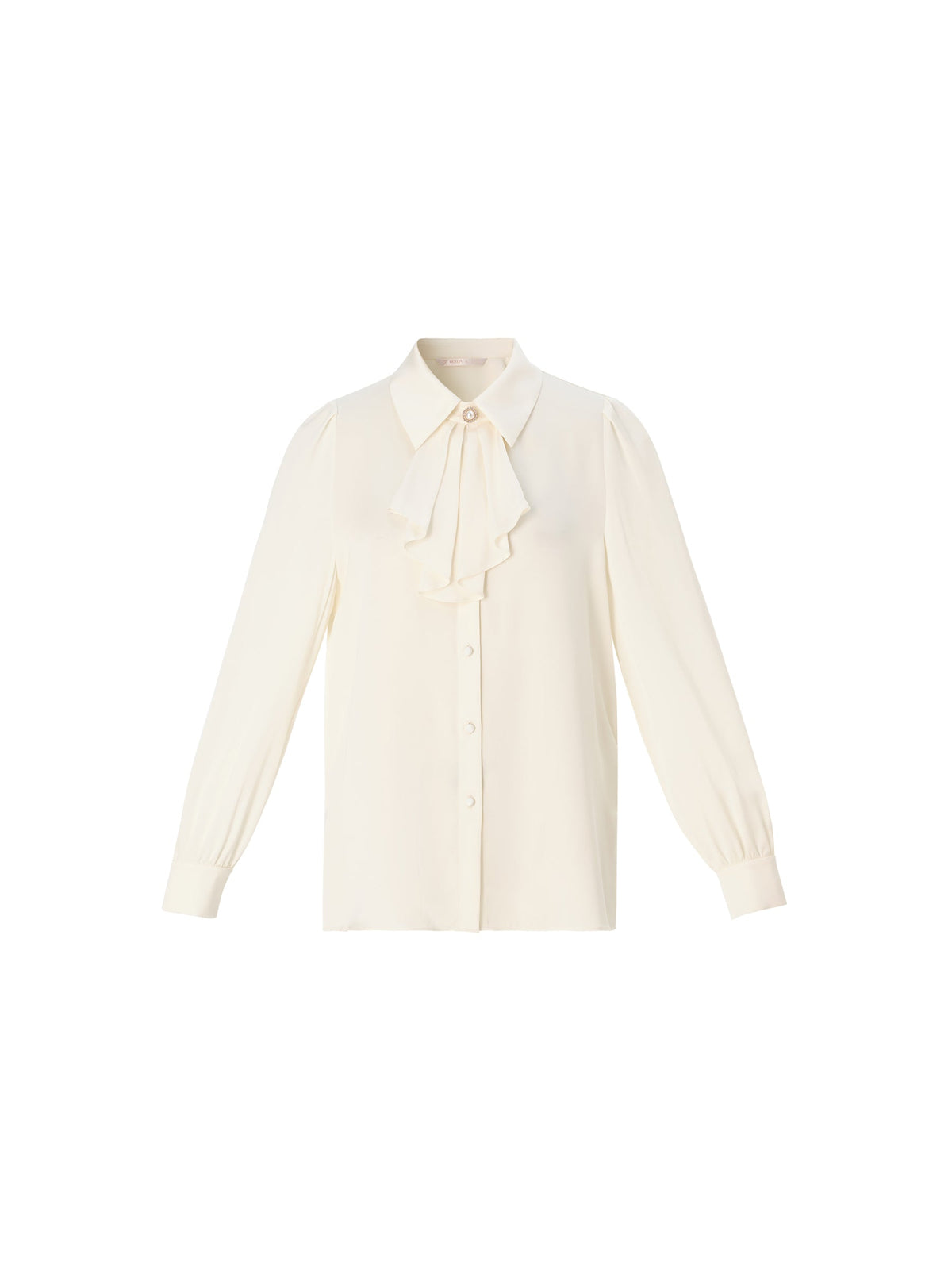22MM Mulberry Silk Women Shirt With Detachable Ruffle Detail