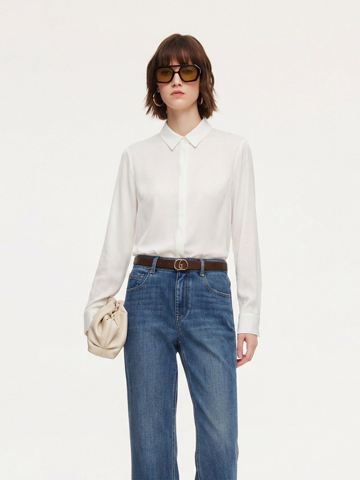 Acetate Blend H-Line Women Shirt