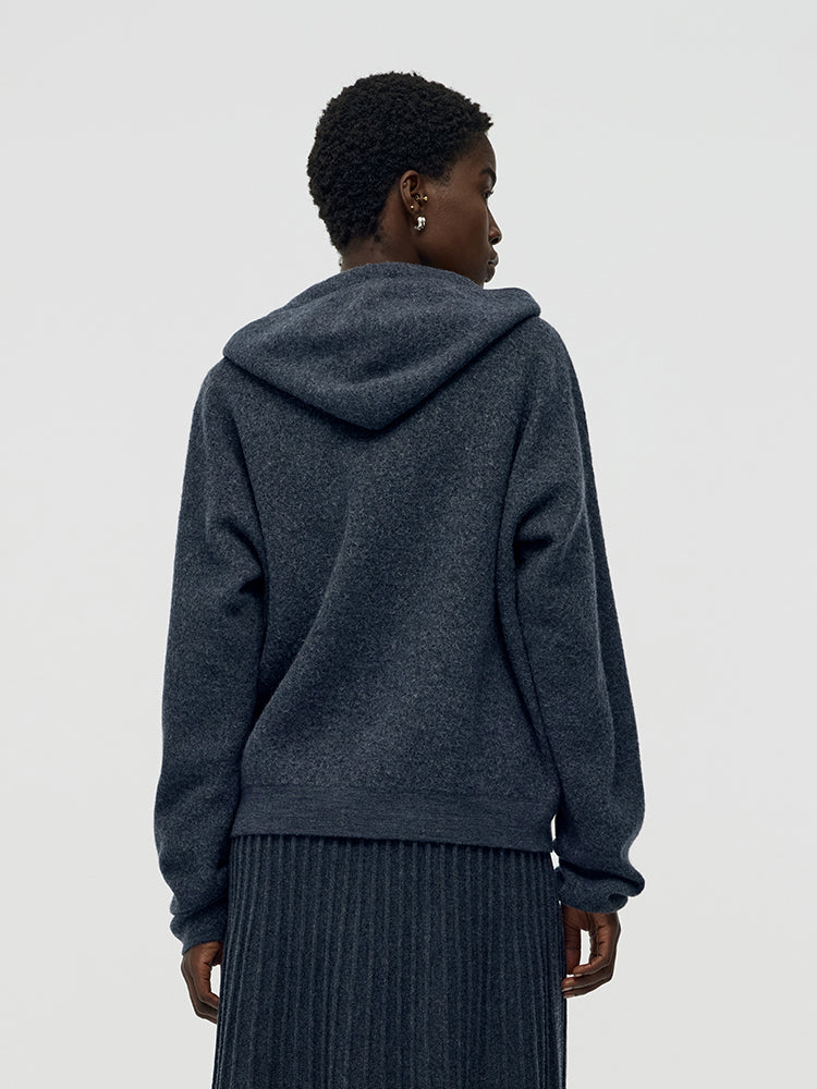 100% Brushed Wool Zip-Up Unisex Hoodie