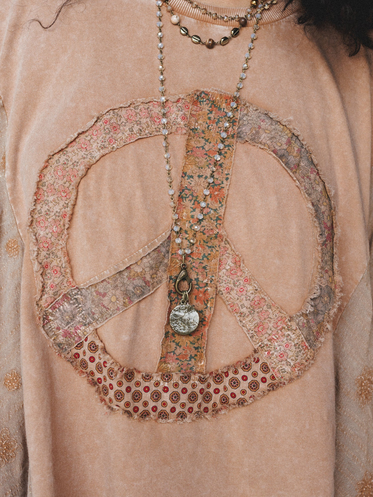 Peace Path Embroidered Top - Mocha