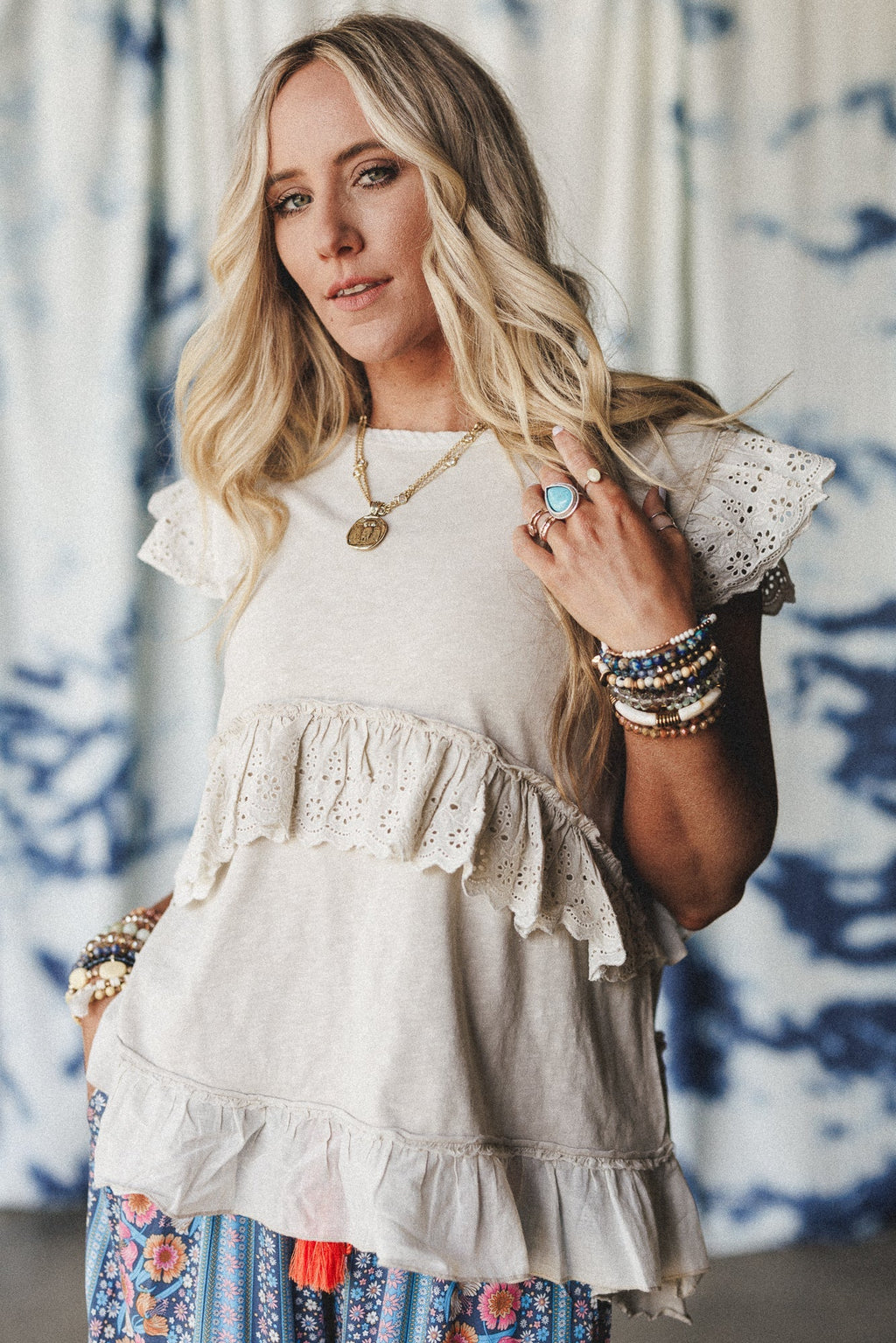 Simple Sweet Ruffle Tunic - Oatmeal