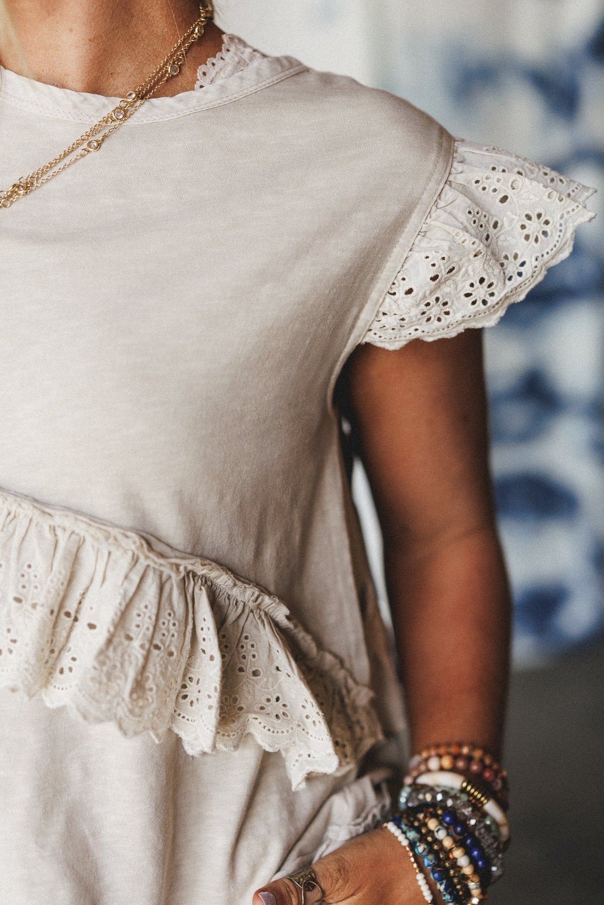 Simple Sweet Ruffle Tunic - Oatmeal