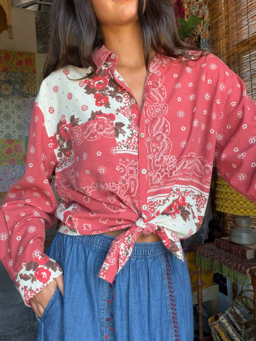 Lived In Button Down - Western Handkerchief Brick
