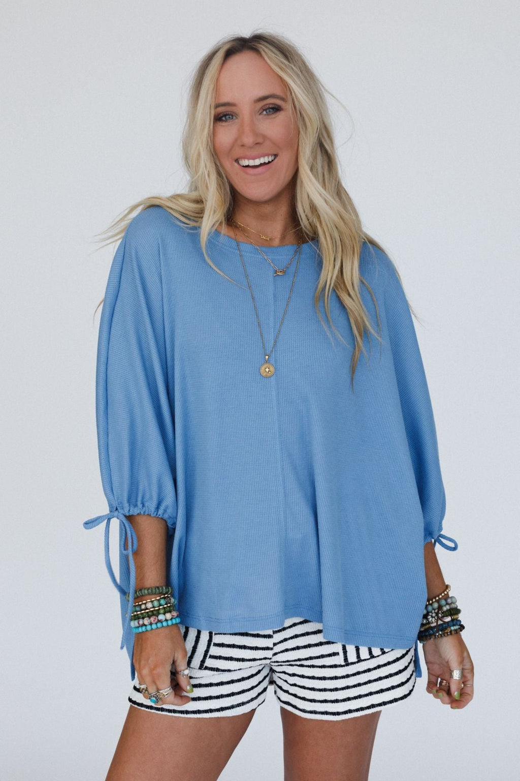 The Nest Little Lark Puff Sleeve Tee - Denim