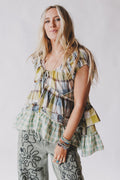 Clover Stitch Plaid Top - Green
