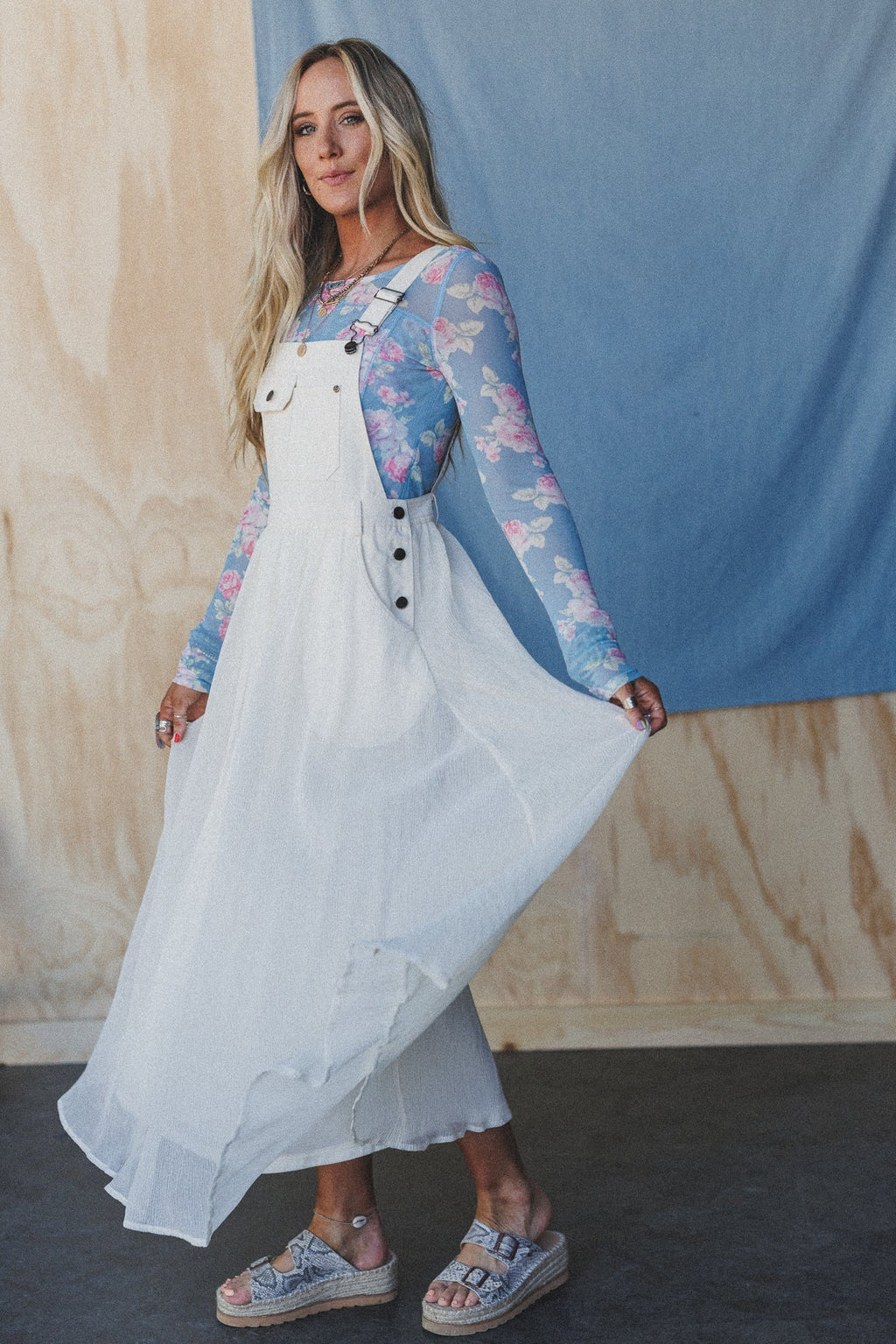 Heidi Floral Mesh Top - Blue