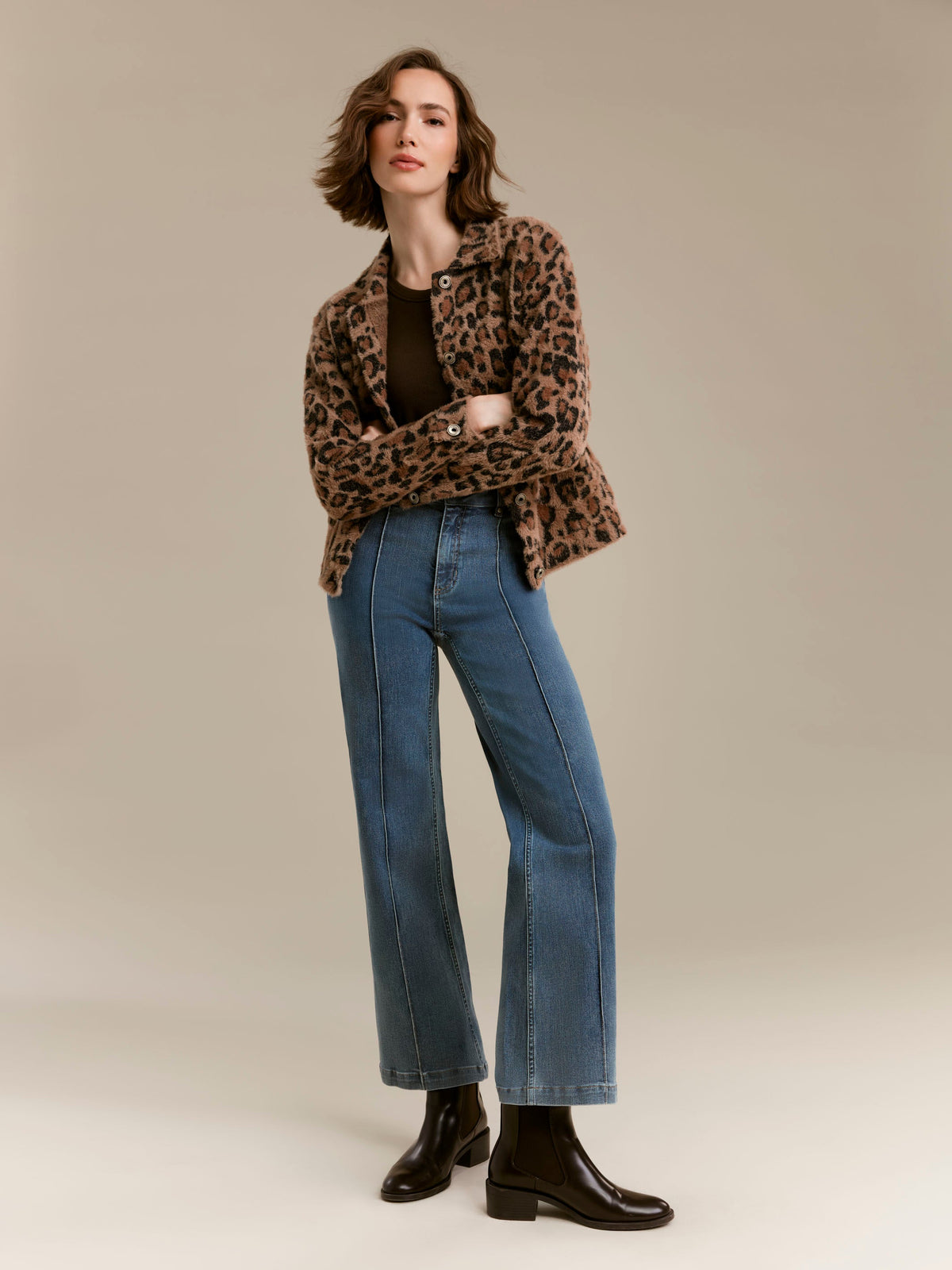 Soft Jacquard Knit Jacket - Leopard