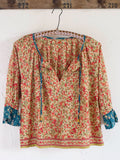 Magnolia Cotton Top - Blue Cream Ditsy