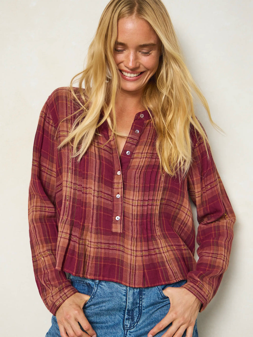 Montana Top - Cranberry Rust Plaid