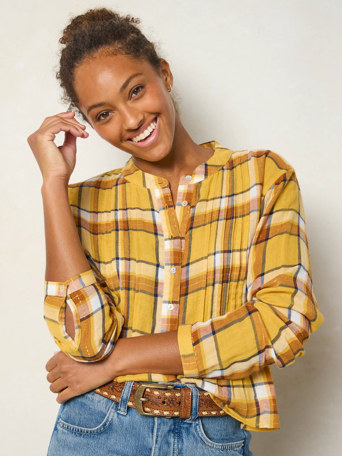 Montana Top - Mustard Plaid