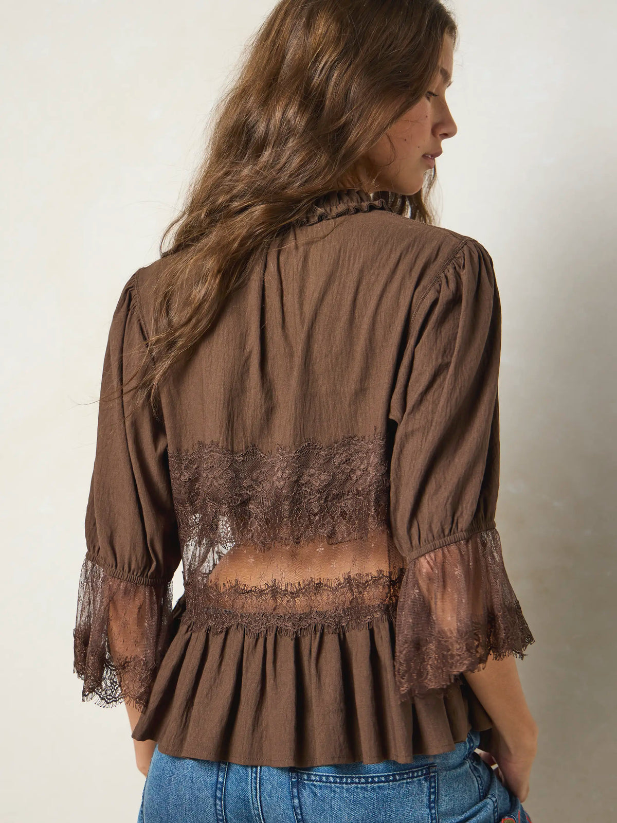 Faye Lace Top - Brown