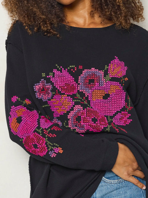 Aida Embroidered Thermal - Cross Stitch Black