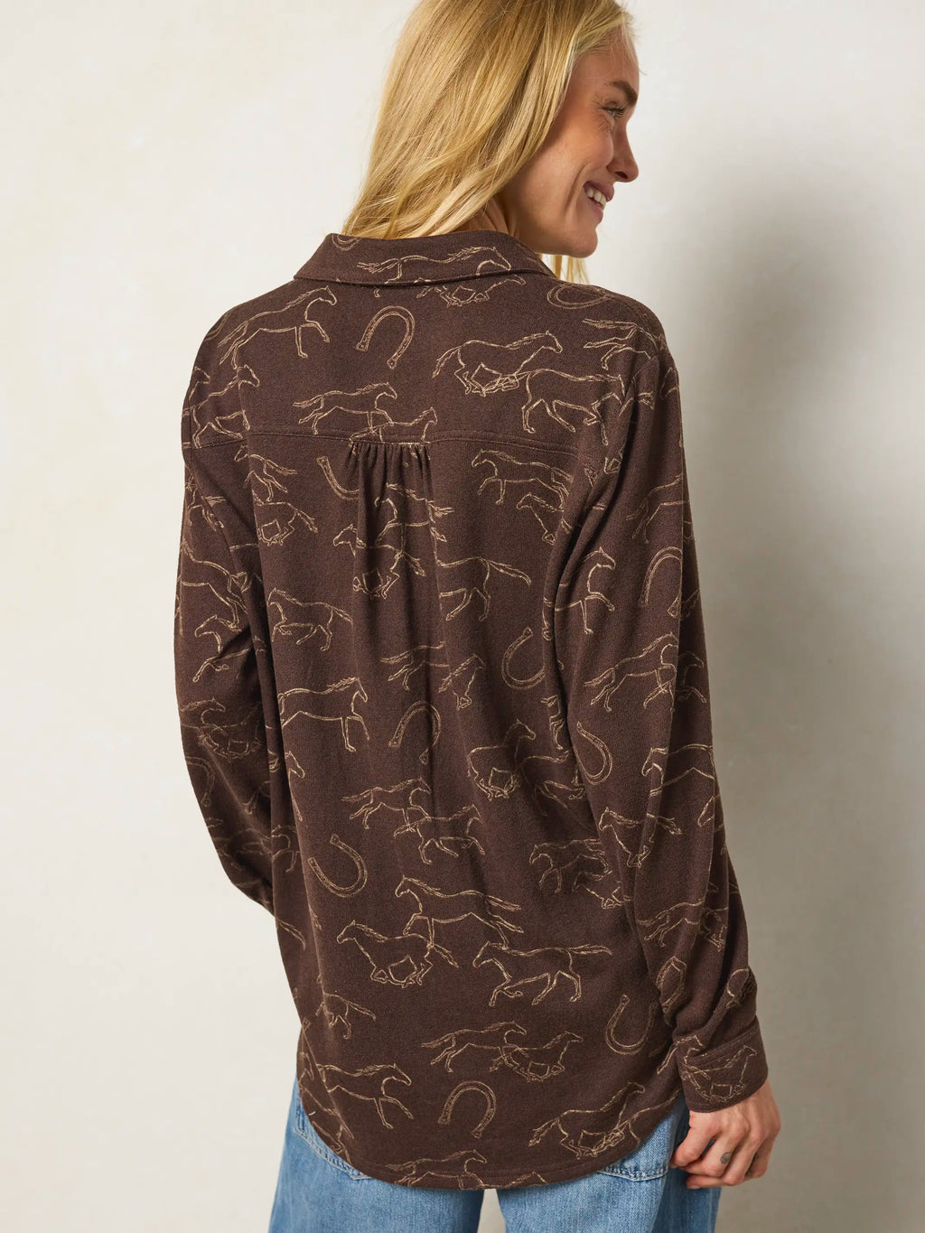 Rocky Sweater Knit Button Down - Western Wild Chocolate