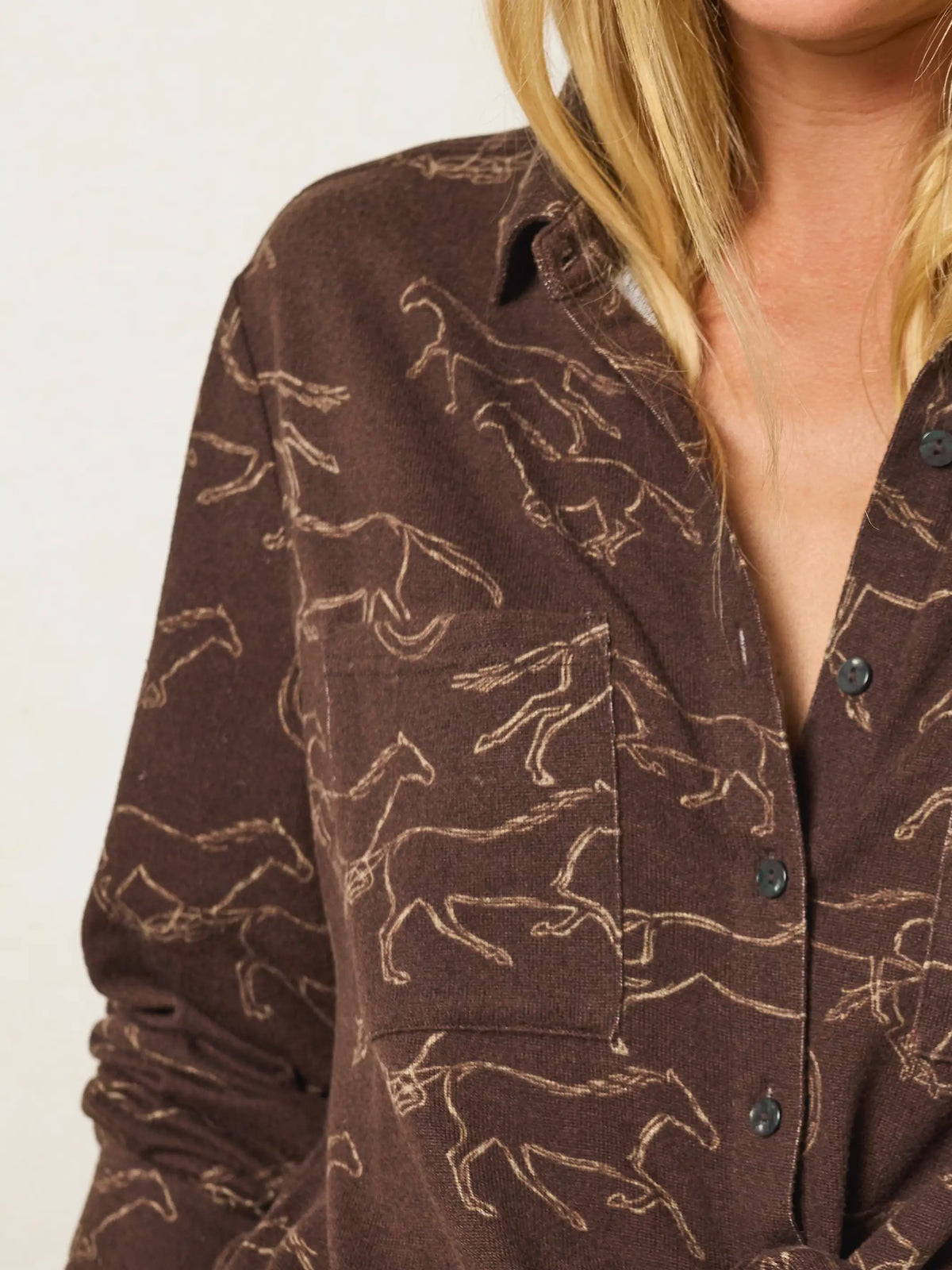Rocky Sweater Knit Button Down - Western Wild Chocolate