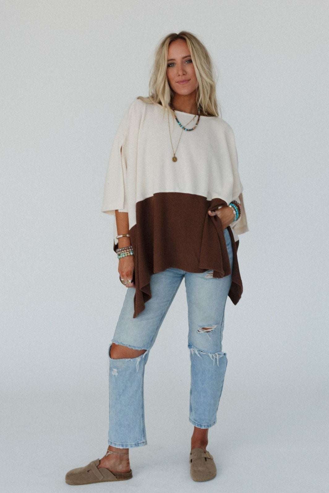 The Nest Lucky Shadow Top - Cream Brown