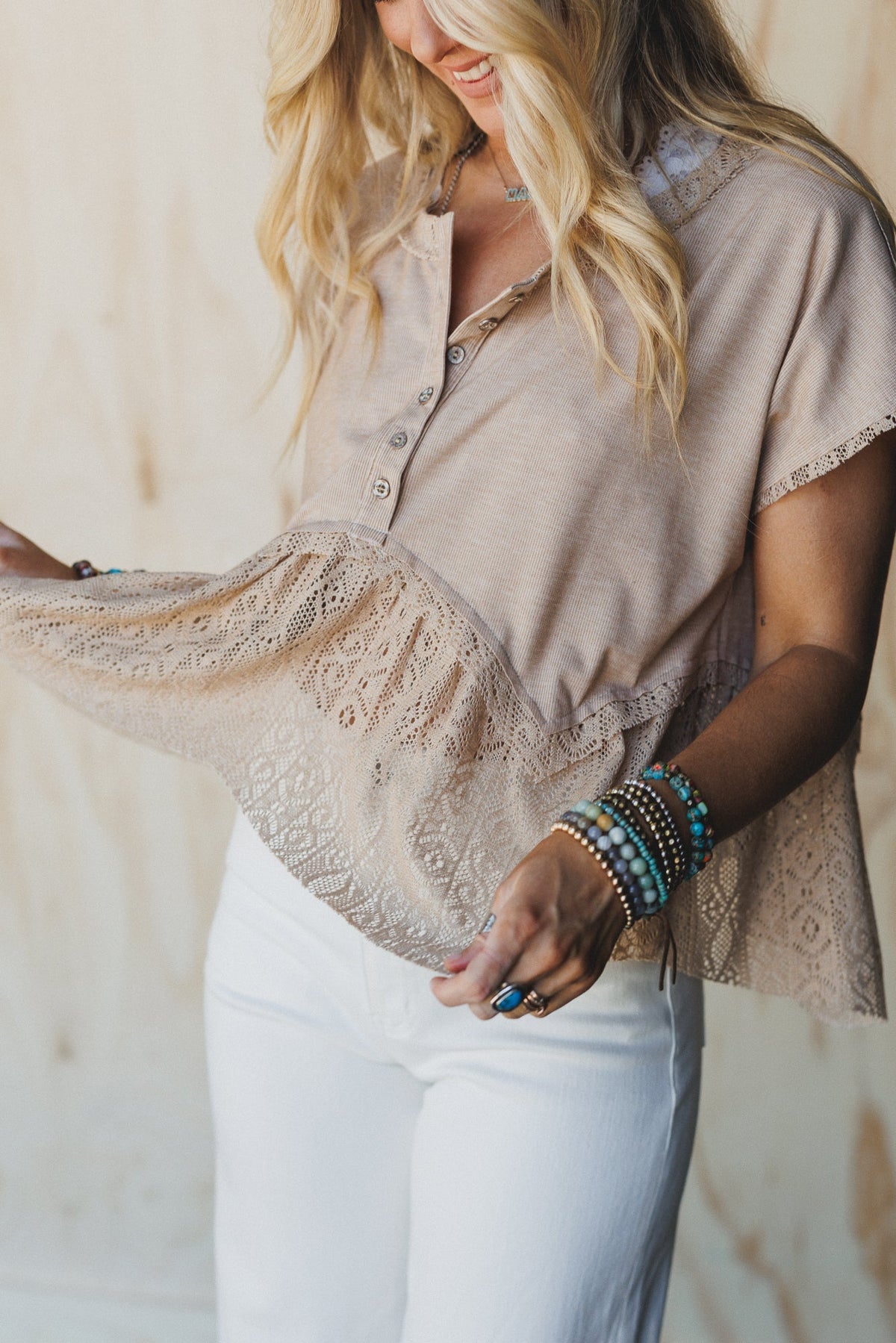 Callie Short Sleeve Tee - Beige