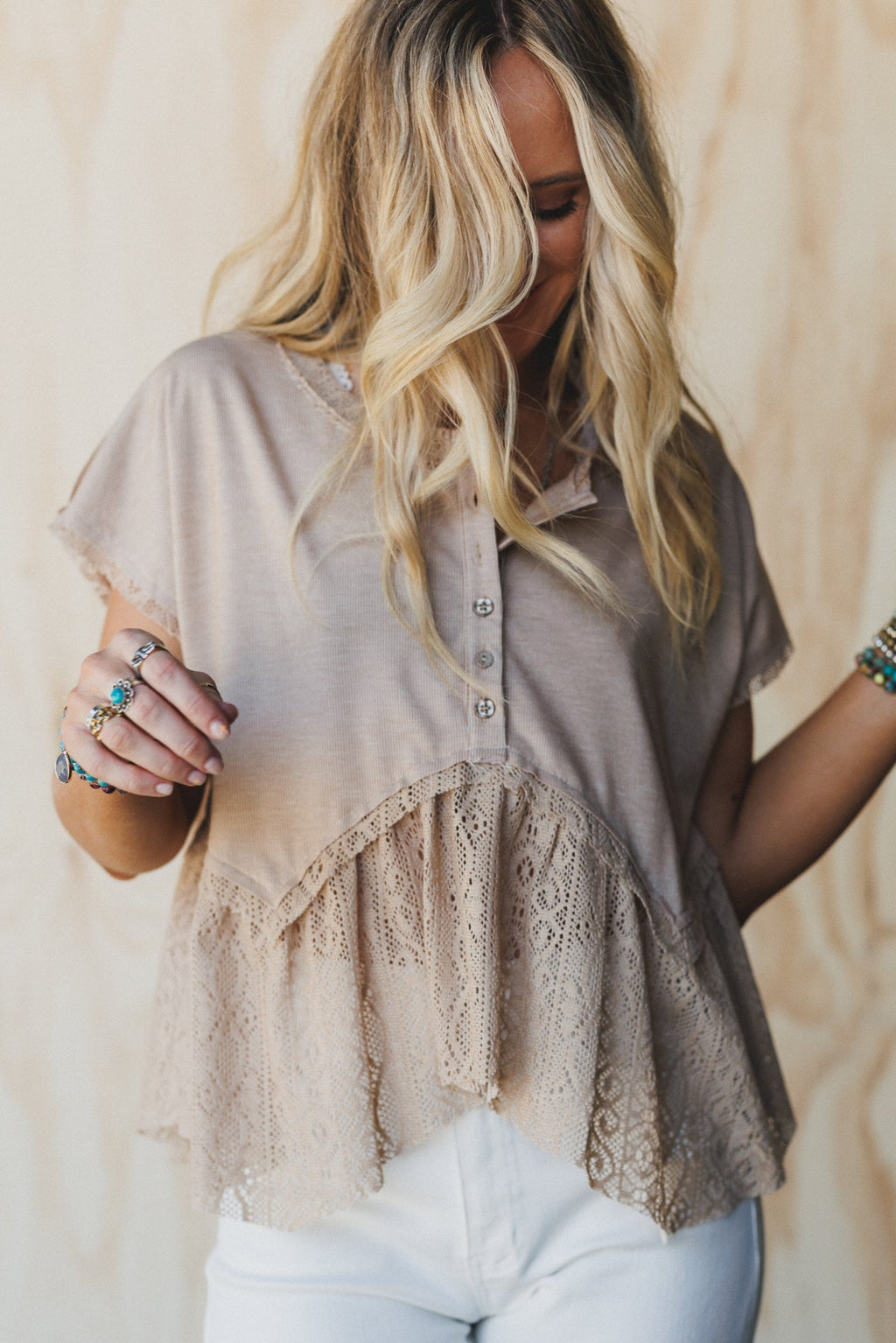 Callie Short Sleeve Tee - Beige