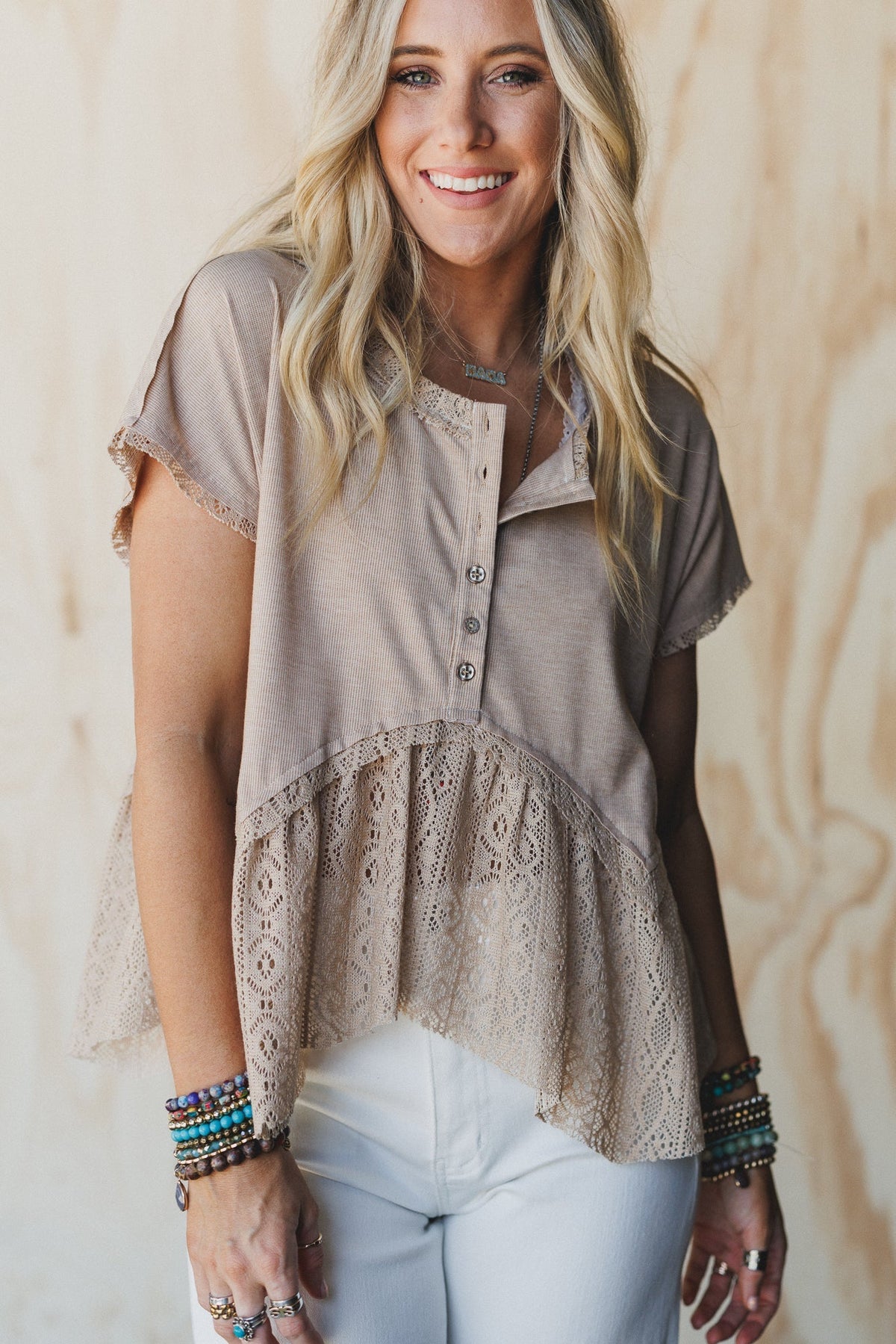 Callie Short Sleeve Tee - Beige