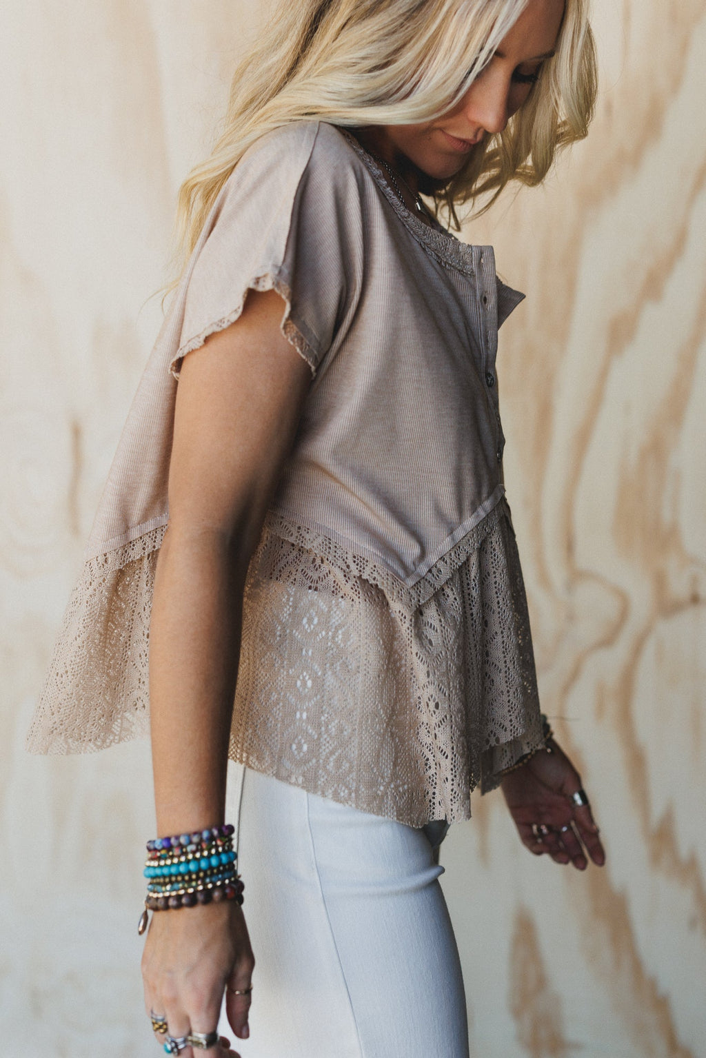 Callie Short Sleeve Tee - Beige