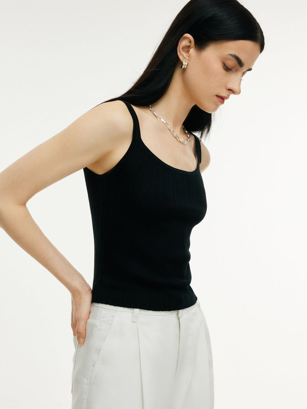 Tencel Mulberry Silk Blend Women Knit Stretchy Tank Top