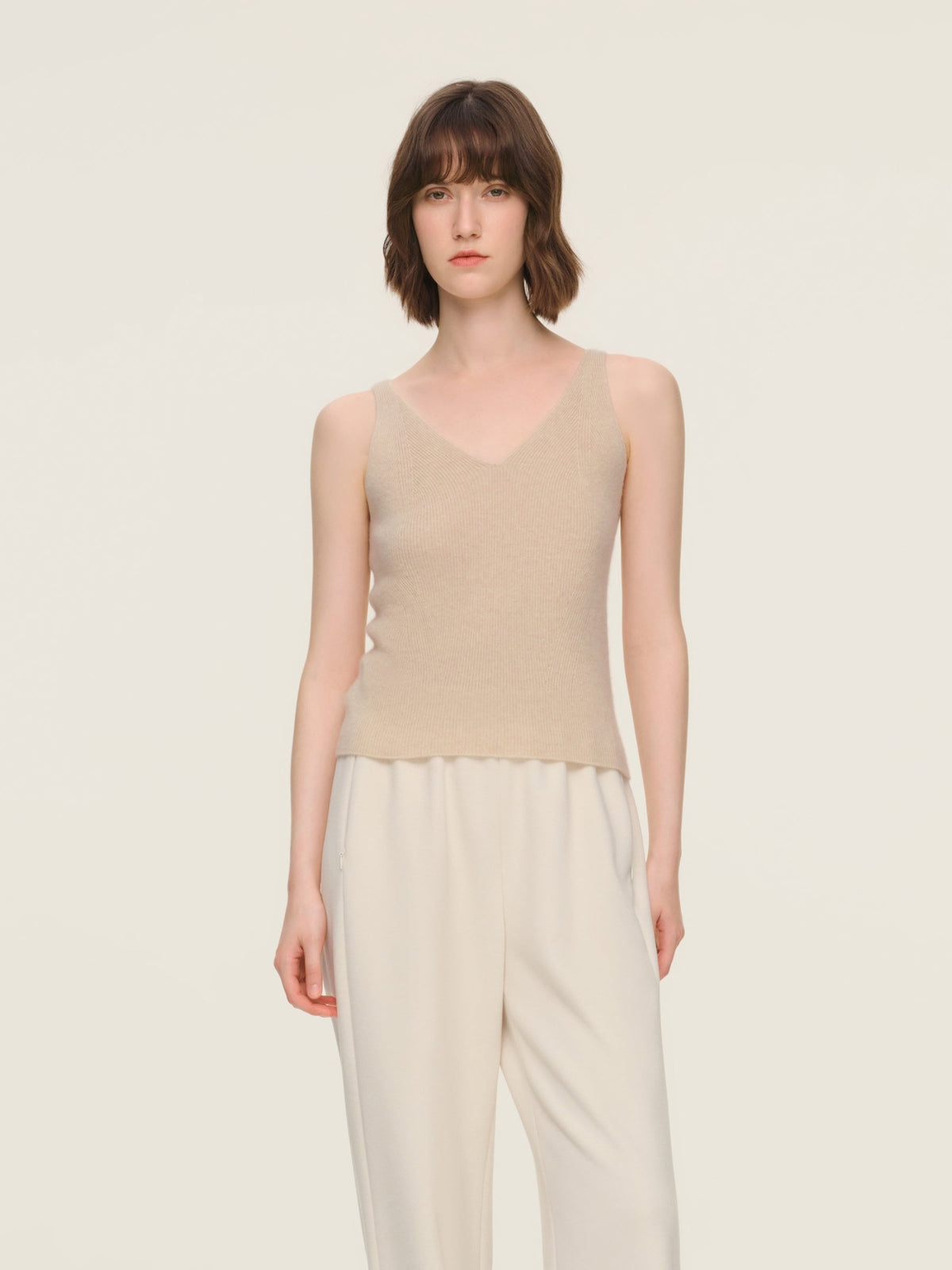 100% Cashmere Seamless Women Knit Tank Top