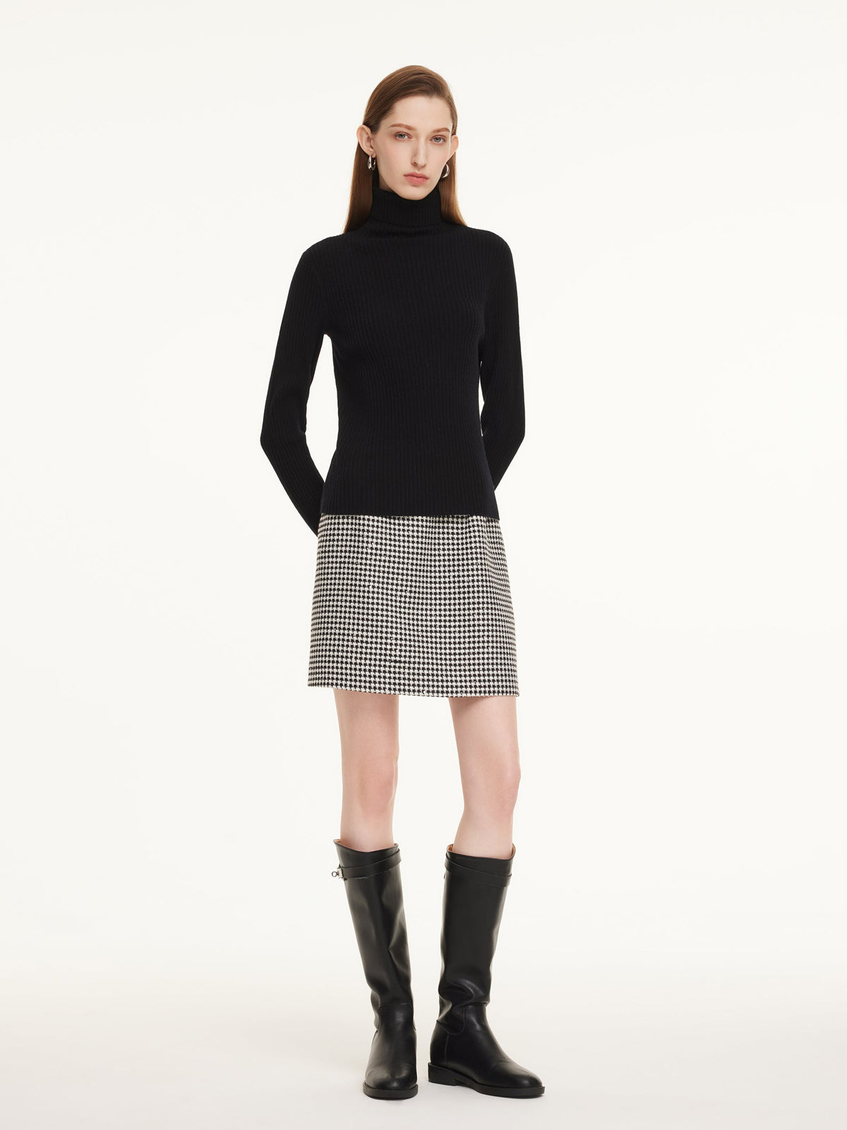 100% Wool Turtleneck Women Knit Top