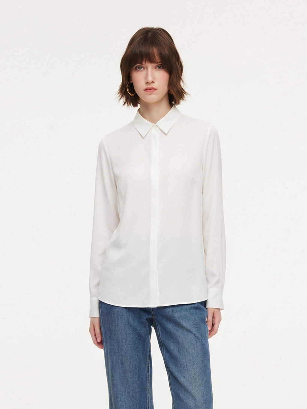 Acetate Blend H-Line Women Shirt