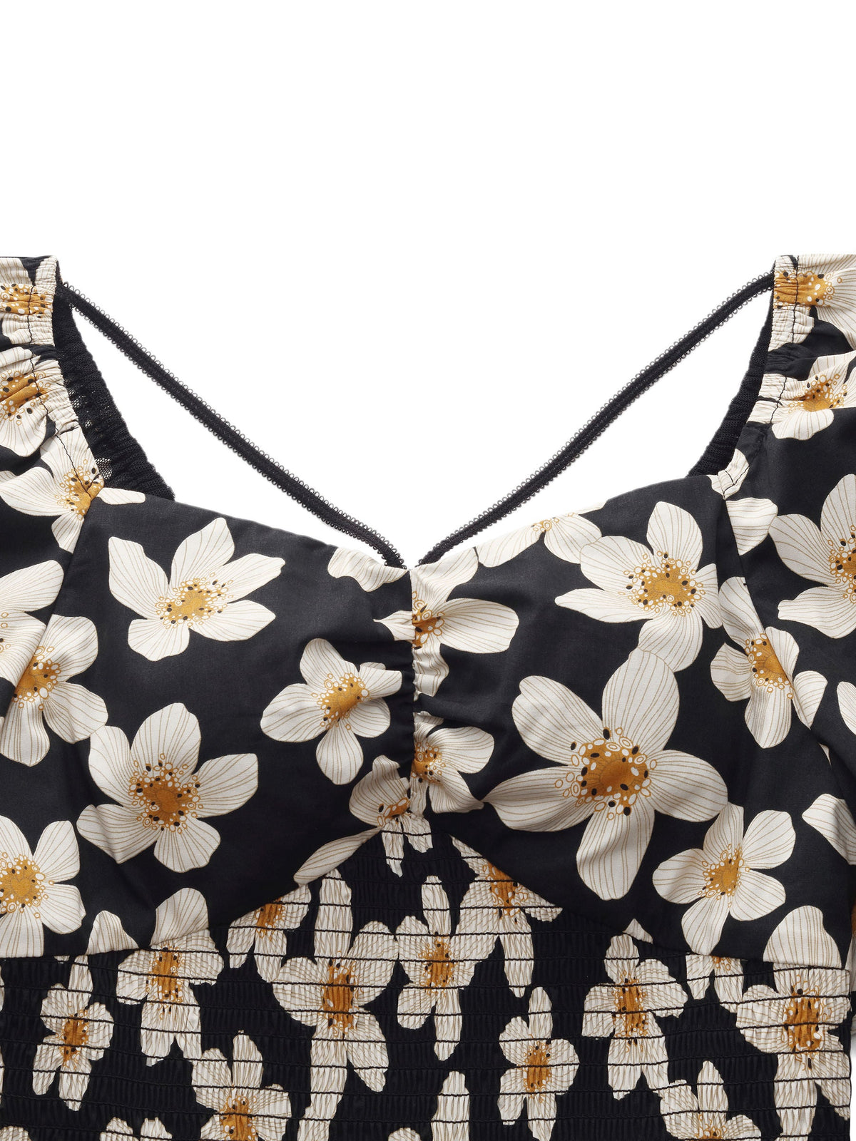 Cotton Stretch Floral Print Women Smocked Top