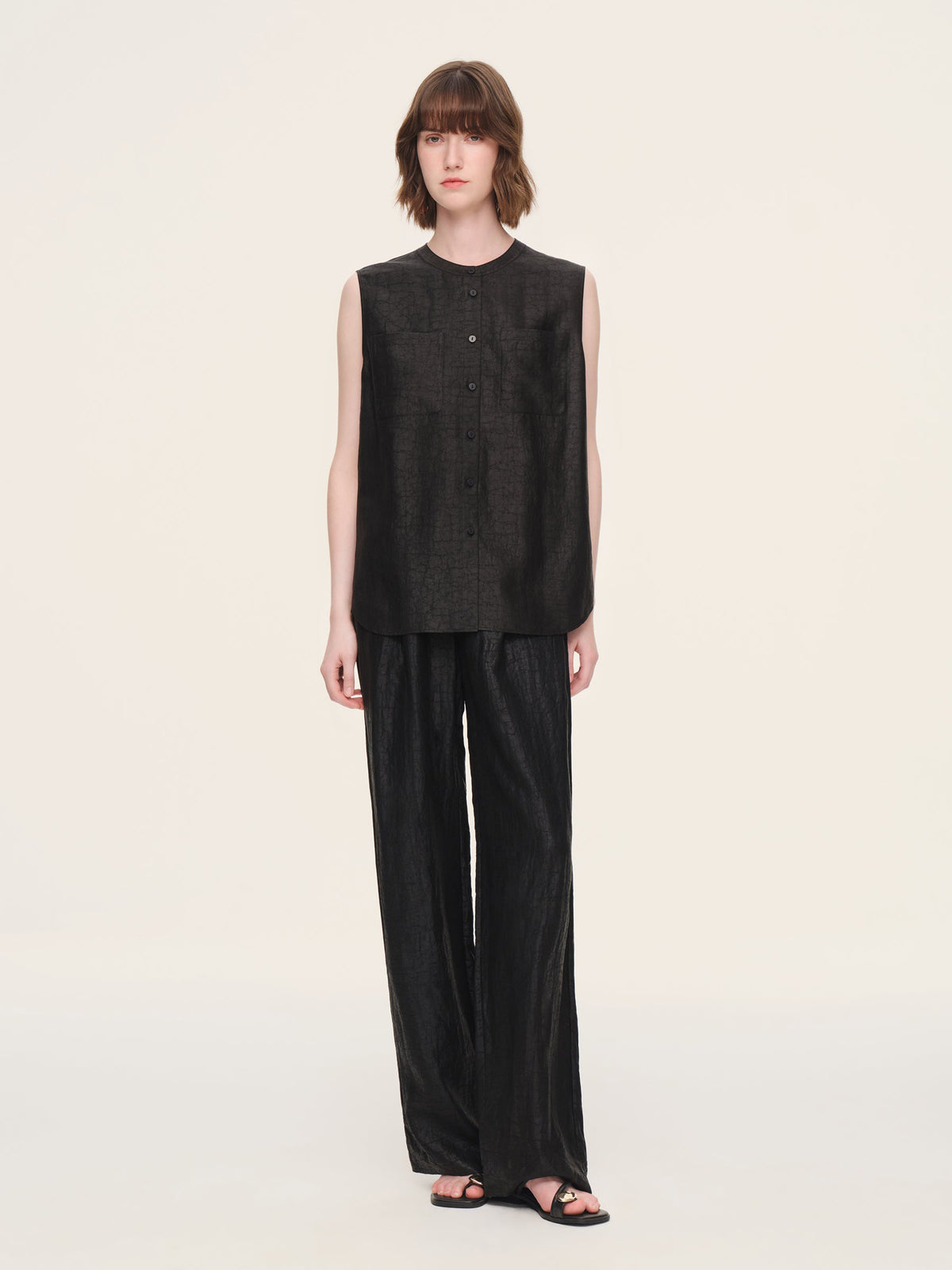 18MM Gambiered Canton Gauze Women Sleeveless Shirt