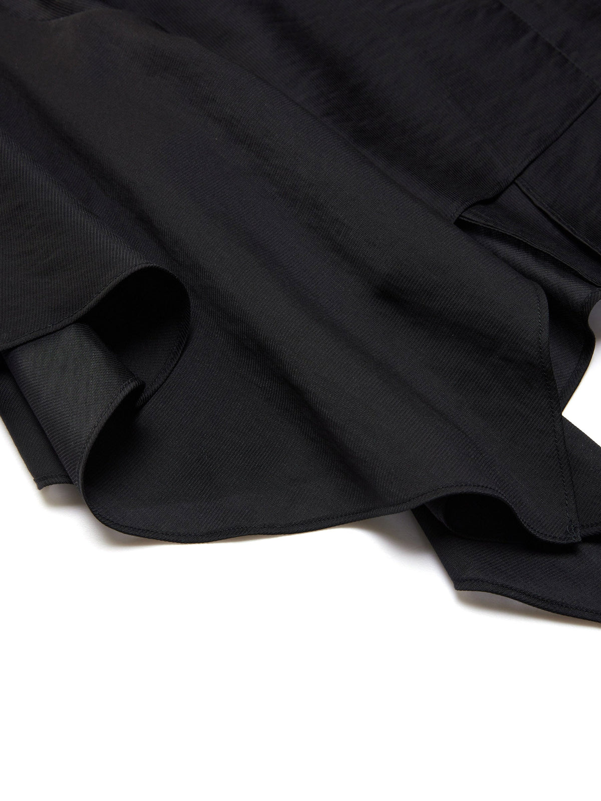 Lyocell Blend Black Ruffle-Detailing Women Tank Top