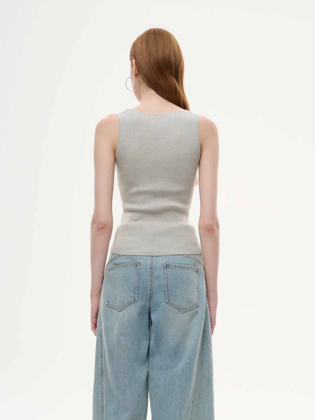 Square Neck Women Knit Tank Top