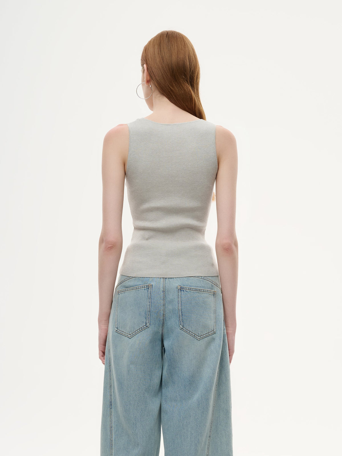 Square Neck Women Knit Tank Top