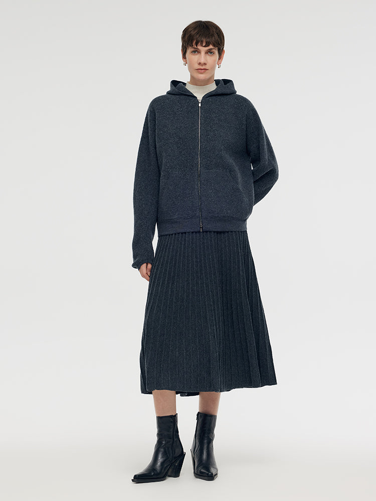 100% Brushed Wool Zip-Up Unisex Hoodie