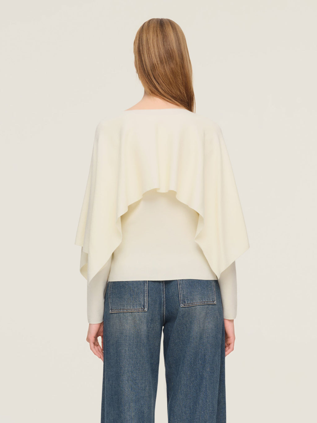 Tencel Wool Blend Women Knit Top With Pullover Cape