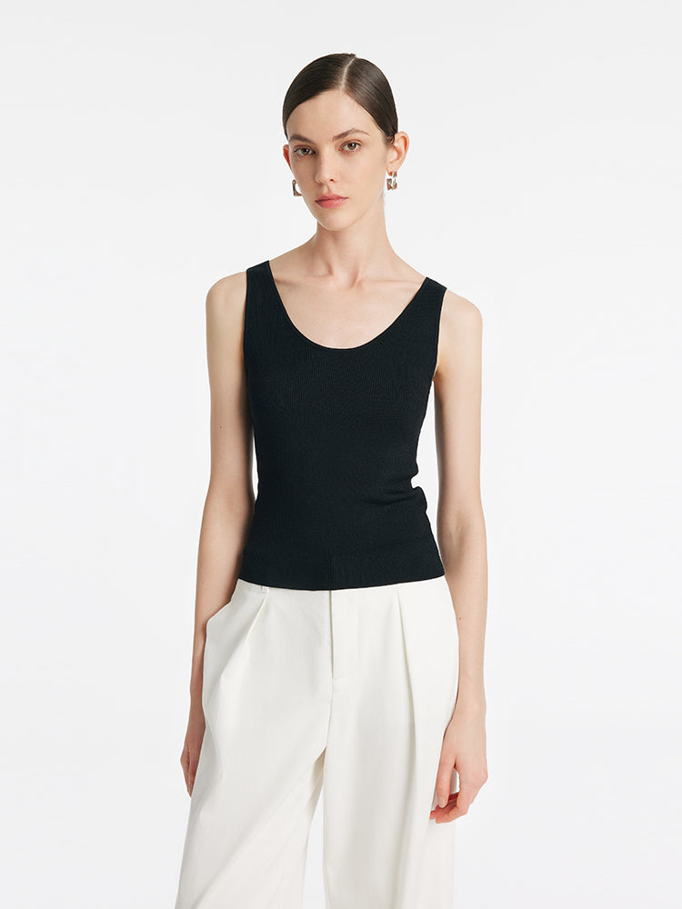 Acetate Round Neck Women Knitted Vest