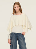 Tencel Wool Blend Women Knit Top With Pullover Cape