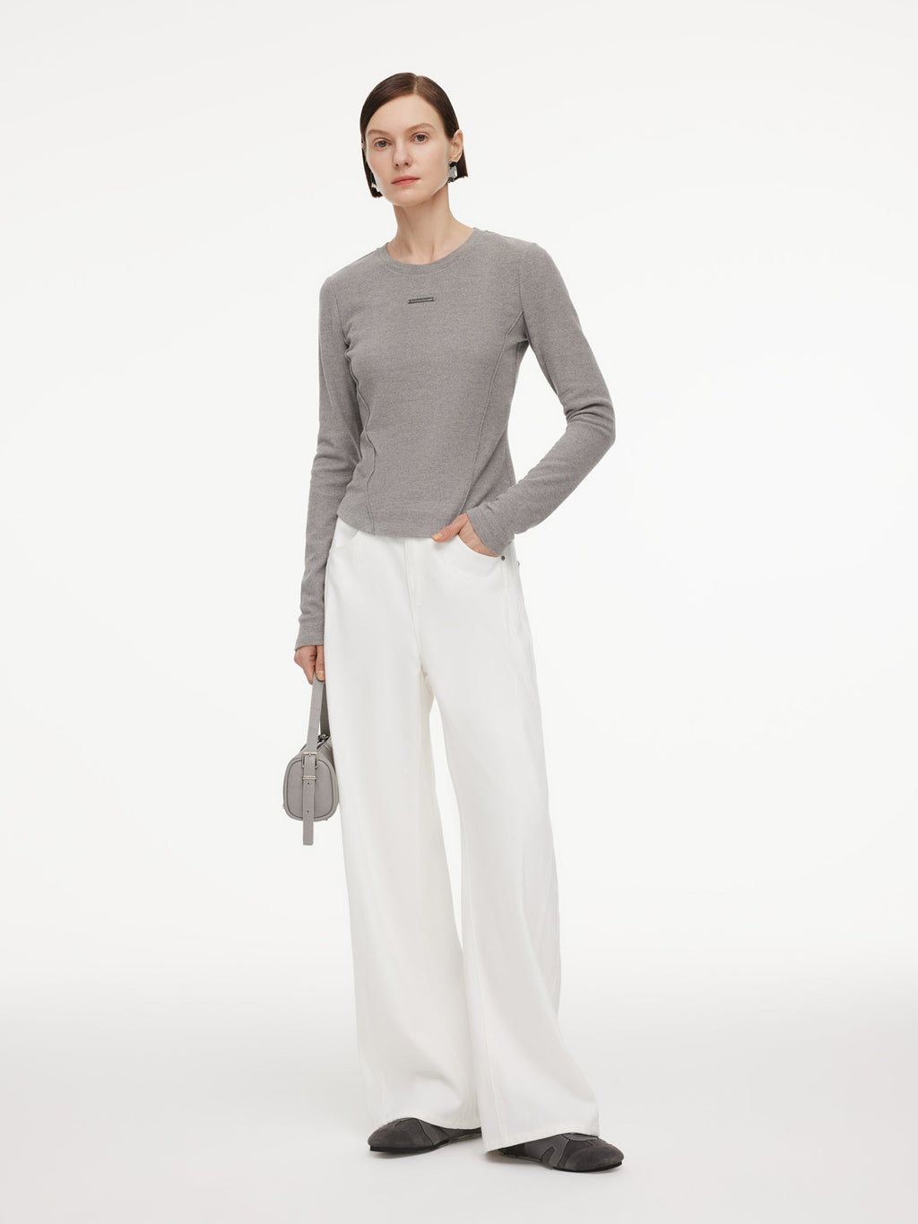 Stretch Round Neck Women Long Sleeve T-Shirt