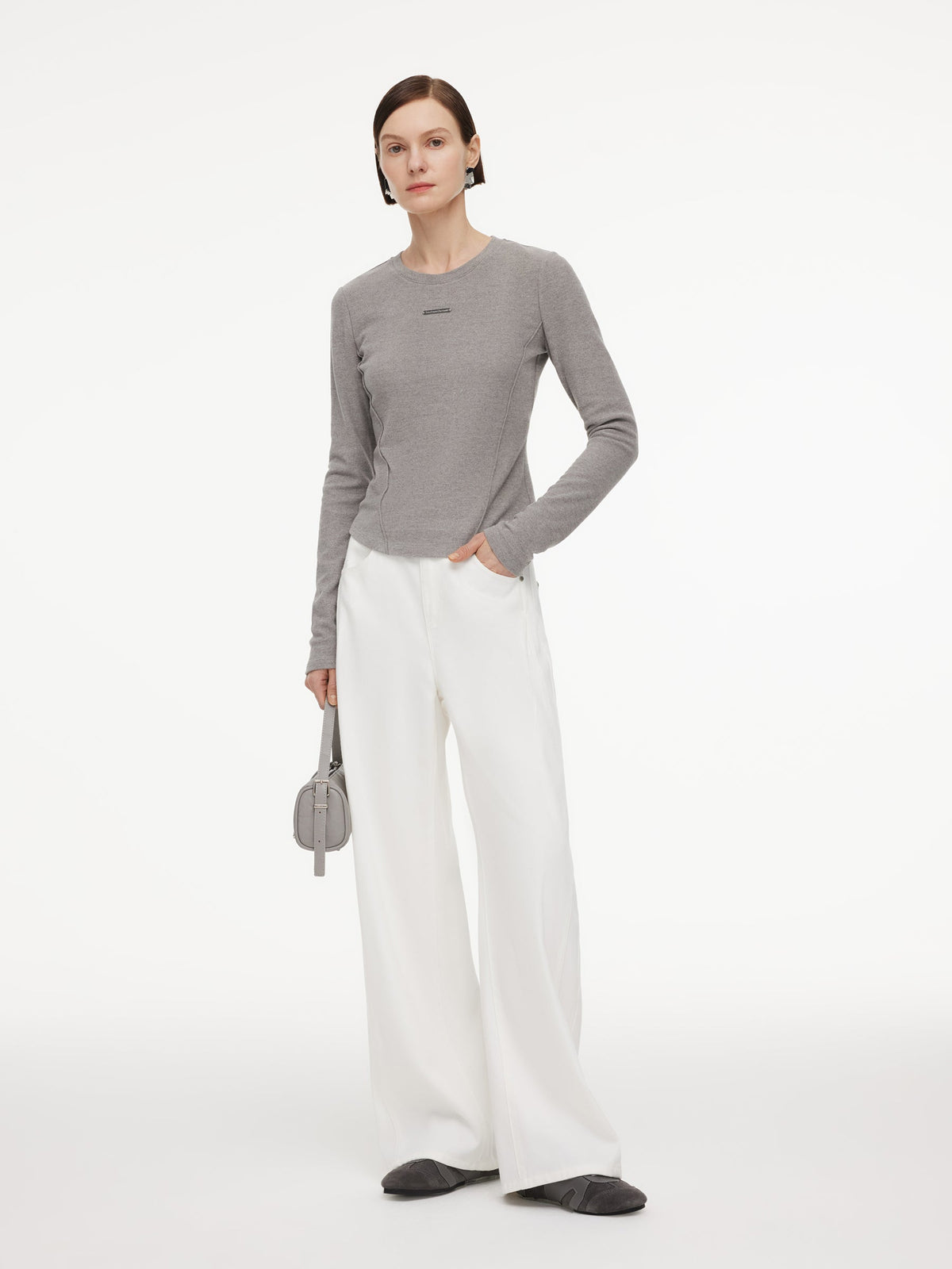 Stretch Round Neck Women Long Sleeve T-Shirt