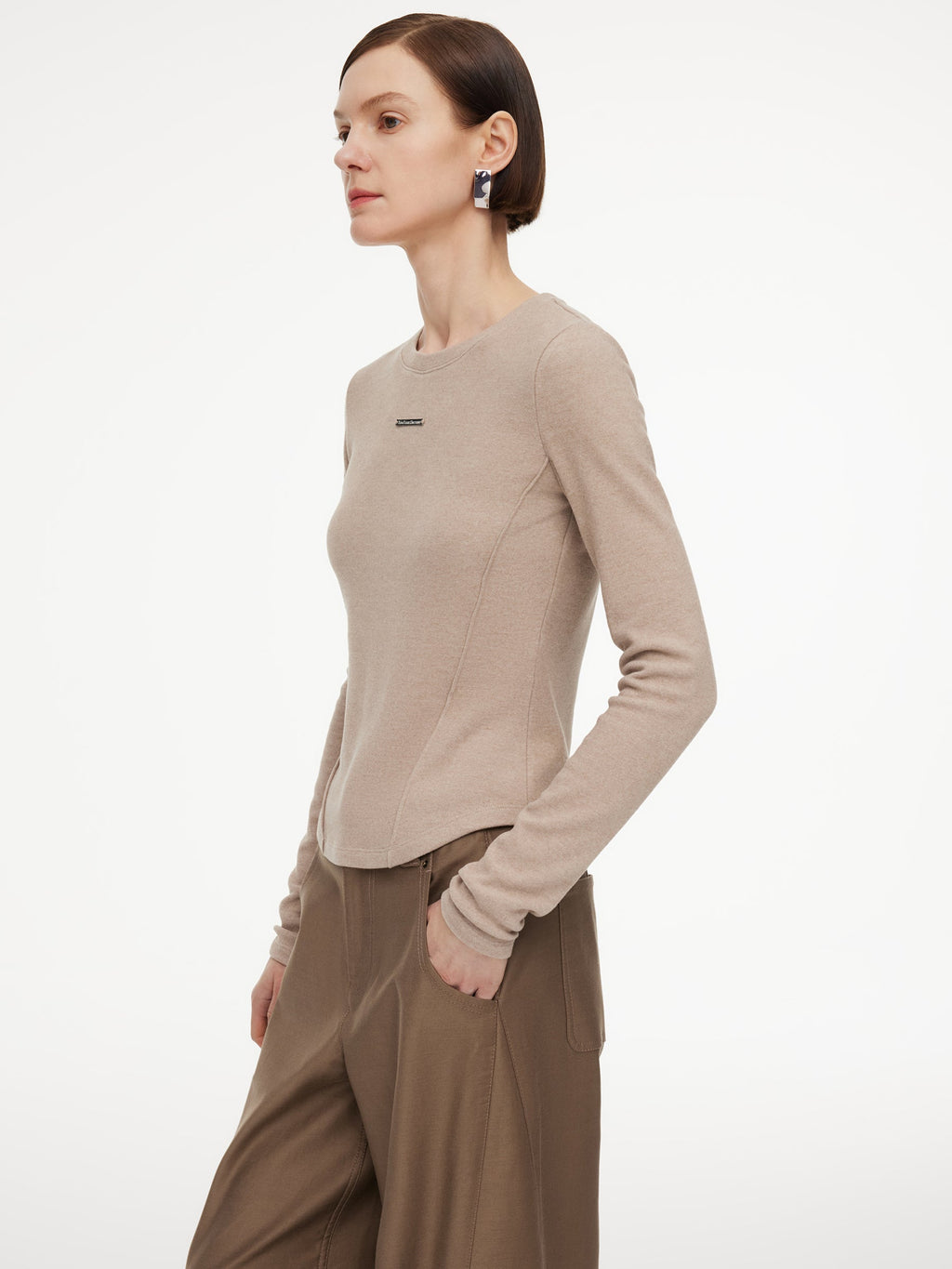 Stretch Round Neck Women Long Sleeve T-Shirt
