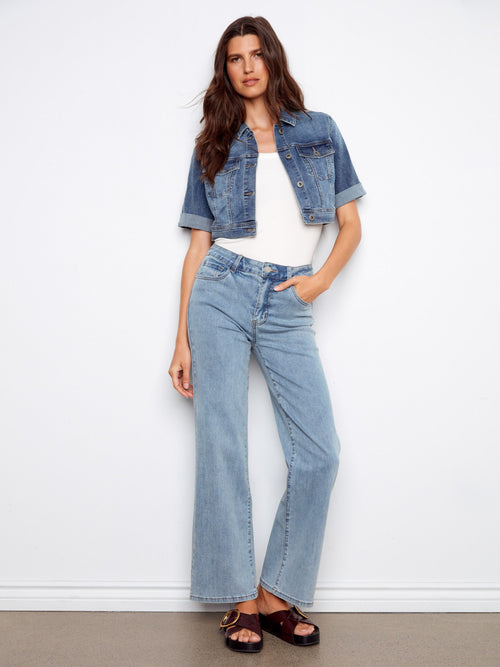 Cropped Denim Jacket - Medium Blue