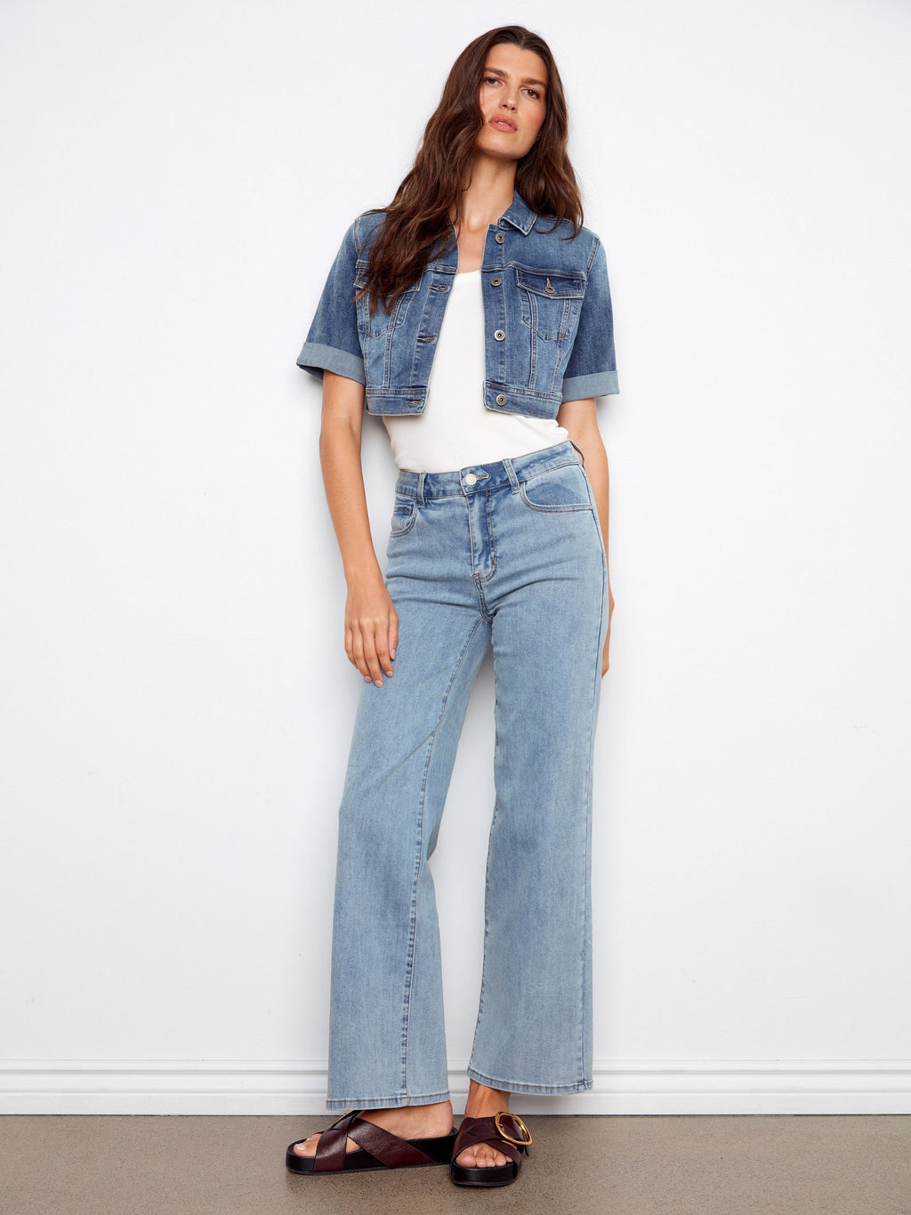 Cropped Denim Jacket - Medium Blue