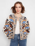 Embroidered Cotton Open Front Jacket - Autumnal