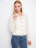 Foiled Linen Blend Jacket - Champagne