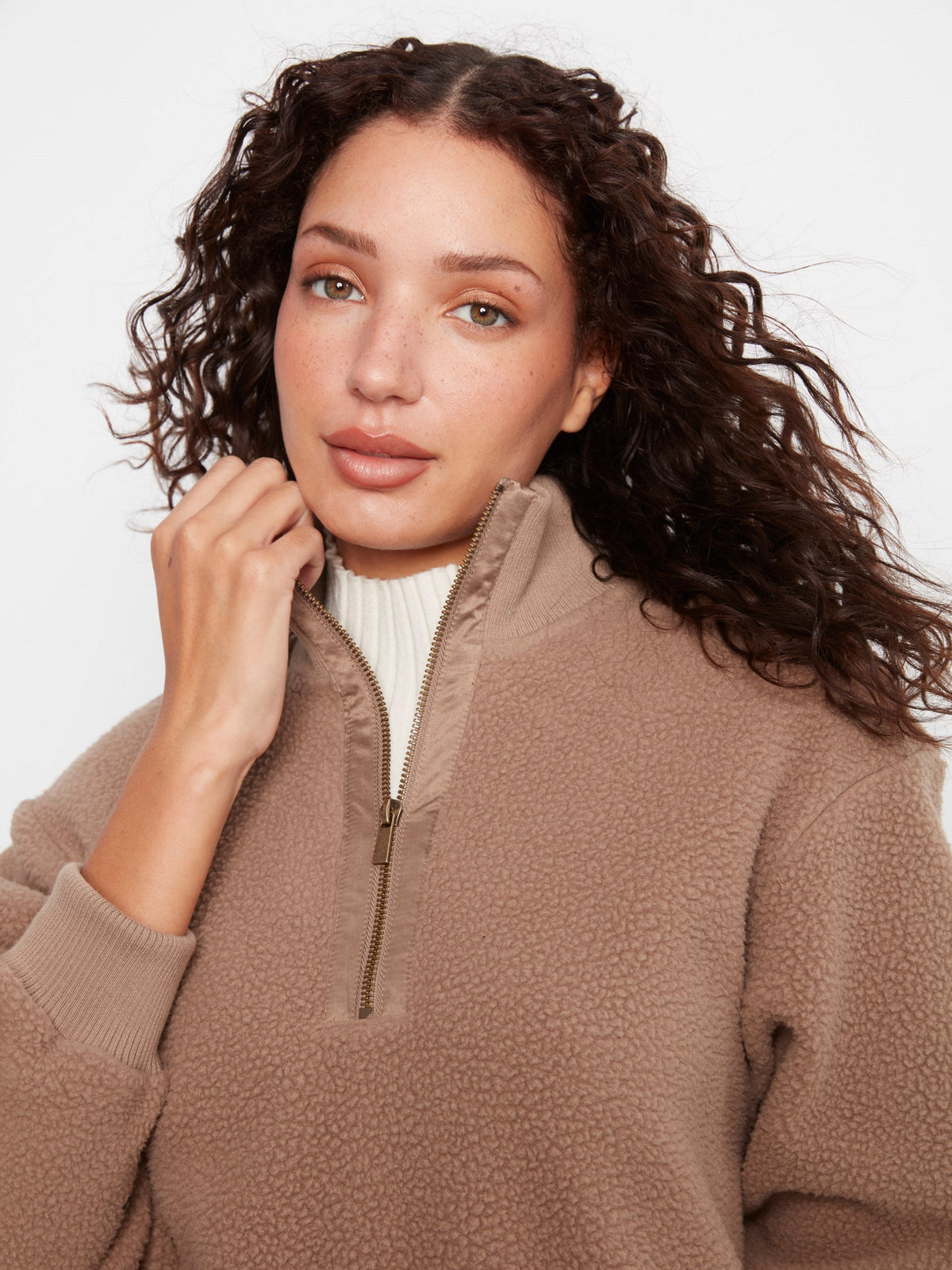 Half-Zip Fleece Pullover - Taupe