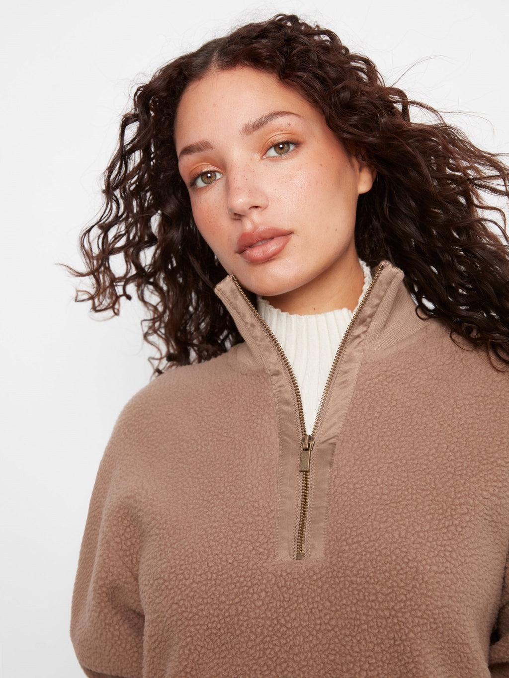 Half-Zip Fleece Pullover - Taupe