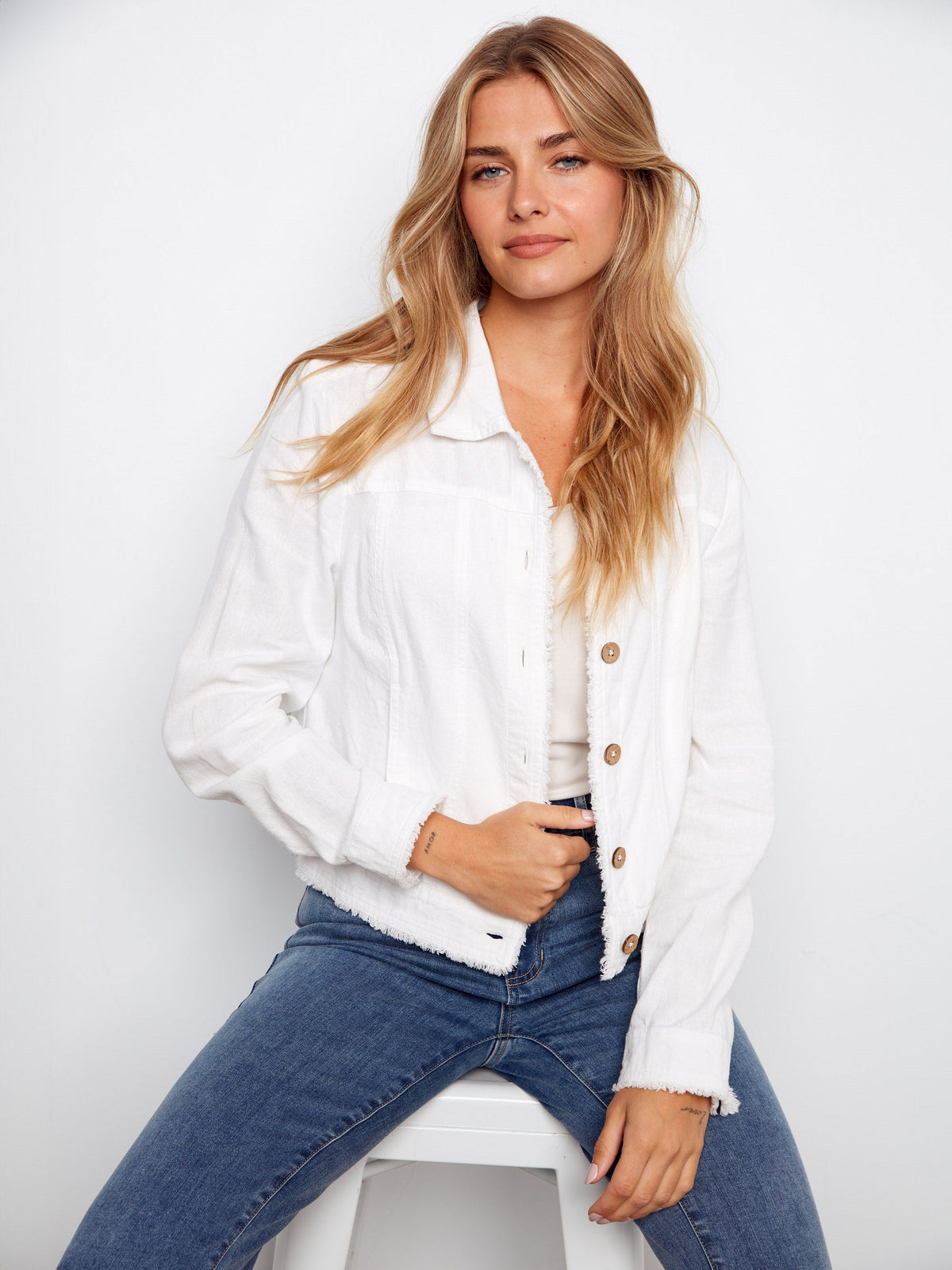 Linen Blend Jacket - White