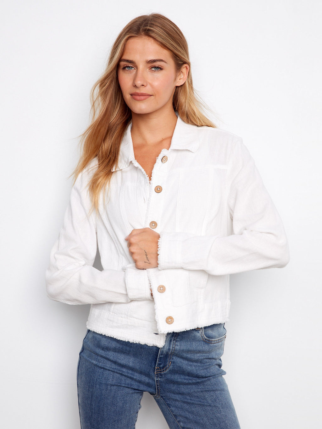 Linen Blend Jacket - White