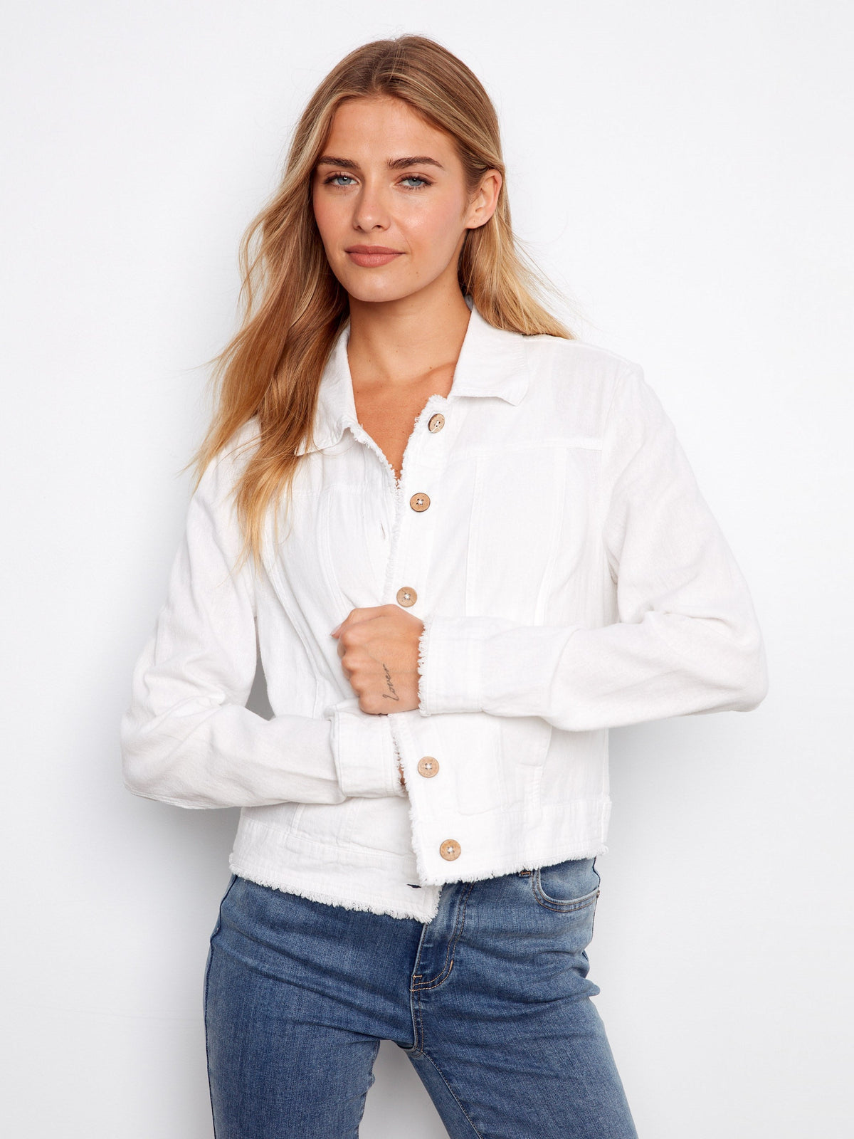 Linen Blend Jacket - White