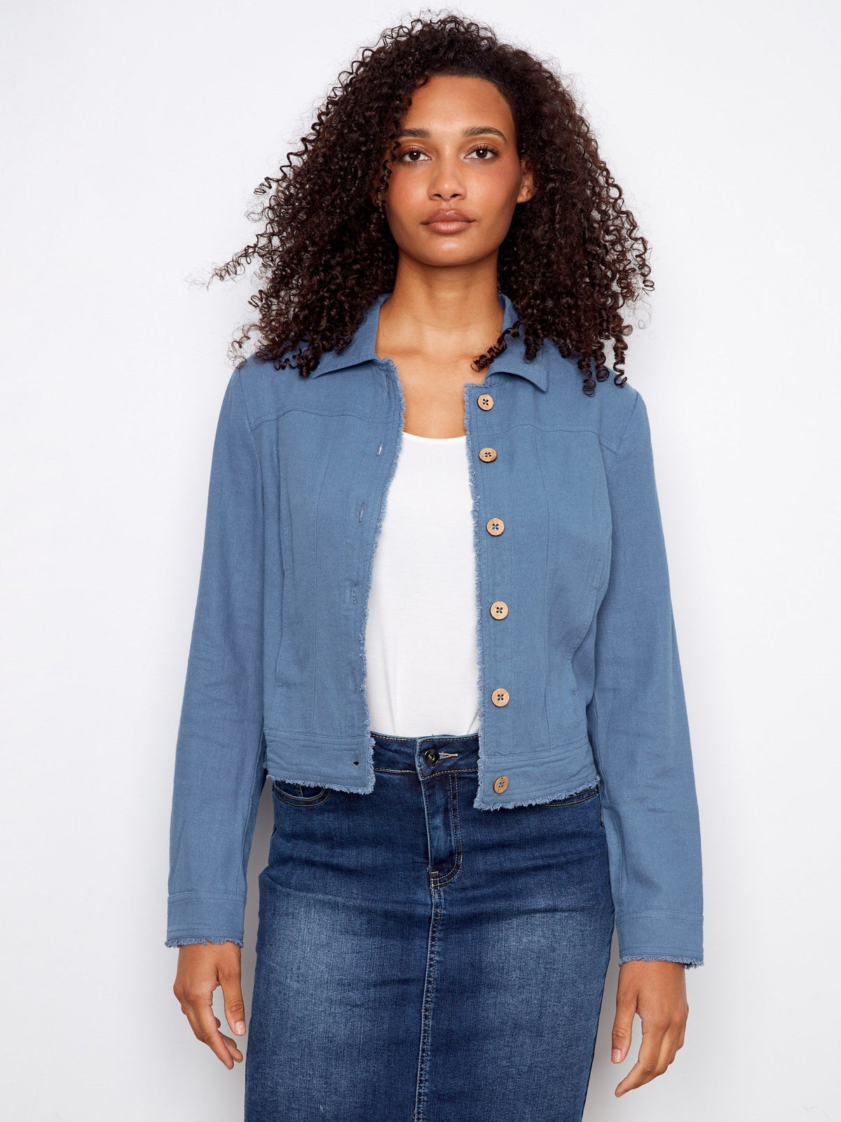 Linen Blend Jacket - Denim